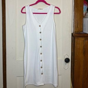 ModCloth White Button-down sleeveless dress